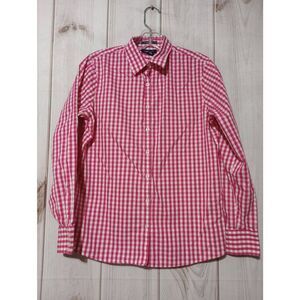 Lands' End Pink and White Gingham Button-Down Shirt